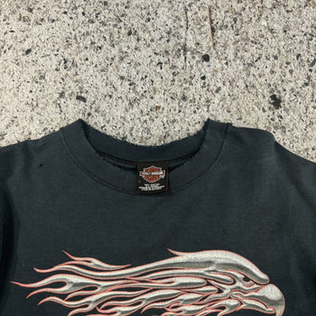2000s Harley Davidson Thrashed Faded Eagle Flame Longsleeve