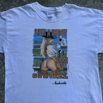 2000s SAVE A HORSE RIDE A COWGIRL TEE SHIRT