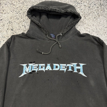 2000s MEGADETH THRASHED FADED METAL BAND HOODIE