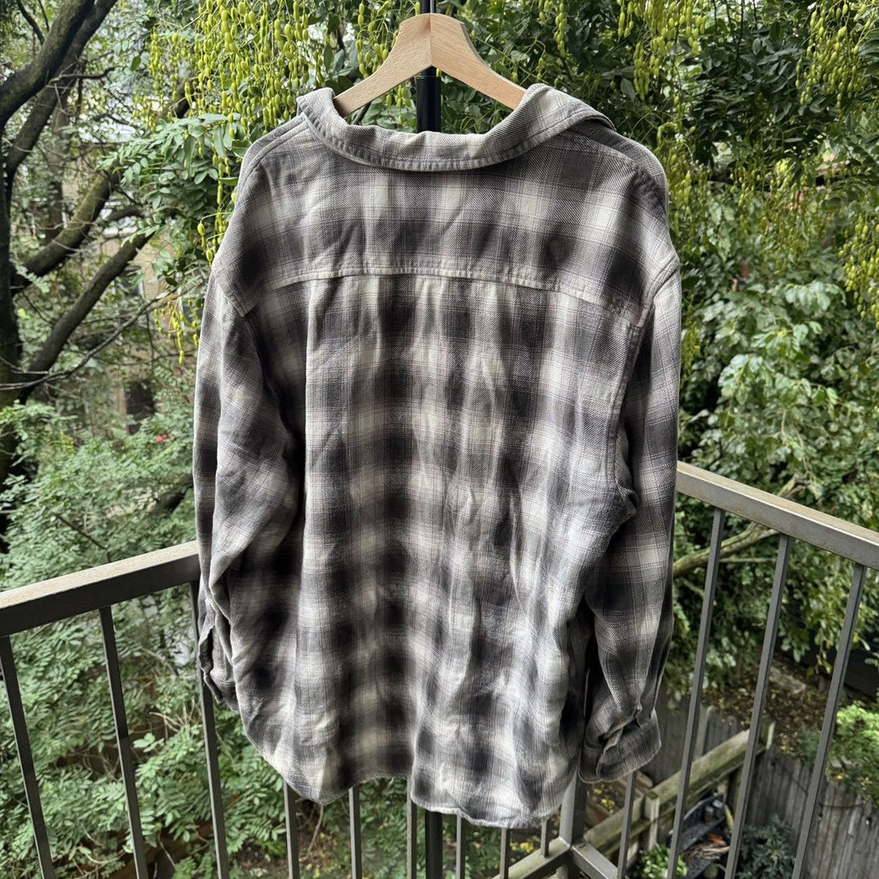 2000s Faded Shadow Plaid Flannel Shirt