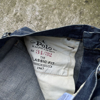 JEANS DE DENIM DESGASTADOS Y REPARADOS CON ORILLO DE POLO RALPH LAUREN