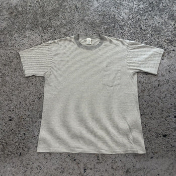 1990s Striped Faded Single Stitch Pocket Tee